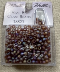 Mill Hill Pony Beads Size 8 - 18823 Frosted Opal Smokey Topaz Ø 3 mm