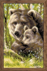 Stickpackung Riolis - Bear with Cub 22x38 cm