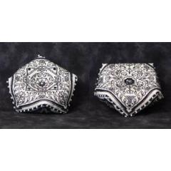 The Sweetheart Tree - Blackwork Floral Biscornu Pincushion w/beads