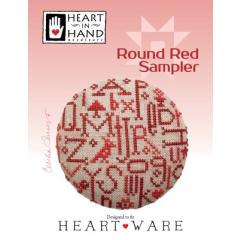 Heart In Hand Needleart - Round Red Sampler