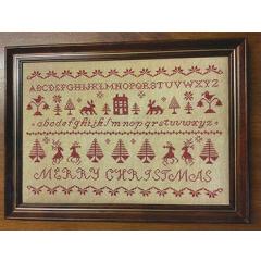 Stickvorlage Frog Cottage Designs - Christmas Redwork Sampler