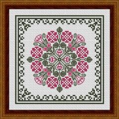 Stickvorlage Happiness Is Heartmade - September Hearts Square With Morning Glories