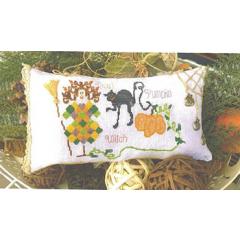 Stickvorlage Stitches And Style - Witch, Cat And Pumpkin