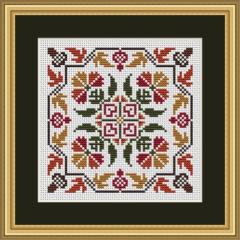 Stickvorlage Happiness Is Heartmade - Autumn Acorns And Flowers