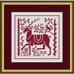 Stickvorlage Happiness Is Heartmade - Antique Reindeer In The Forest