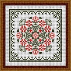 Stickvorlage Happiness Is Heartmade - October Hearts Square With Marigolds