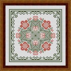 Stickvorlage Happiness Is Heartmade - November Hearts Square With Pansies
