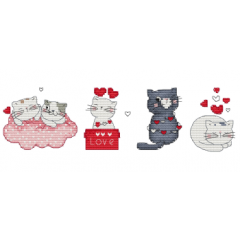 Stickvorlage Les Petites Croix De Lucie - Love Cats