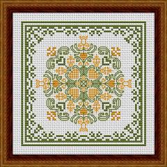 Stickvorlage Happiness Is Heartmade - February Hearts Square With Daffodils