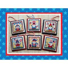 Stickvorlage Waxing Moon Designs - Patriotic Gnome Littles