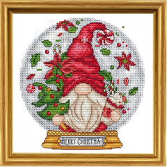 Stickvorlage Les Petites Croix De Lucie - Snow Globe Christmas Gnome