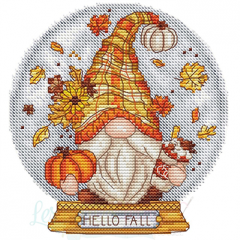 Stickvorlage Les Petites Croix De Lucie - Snow Globe Fall Gnome