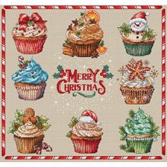 Stickvorlage Les Petites Croix De Lucie - Merry Christmas Cupcakes