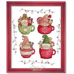 Stickvorlage Les Petites Croix De Lucie - Christmas Gnomes Cups