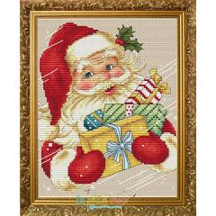 Stickvorlage Les Petites Croix De Lucie - Christmas Father Arrives (Santa with gifts)