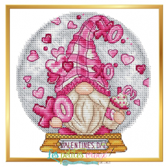 Stickvorlage Les Petites Croix De Lucie - Snow Globe Valentine Gnome