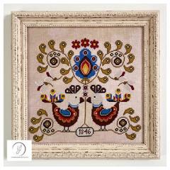 Stickvorlage Yasmin's Made With Love - Koguty - Fraktur Birds