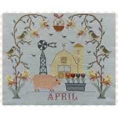 Stickvorlage Twin Peak Primitives - Barn Calendar April