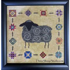 Stickvorlage Three Sheep Studio - Wrapped In A Quilt - Black Sheep