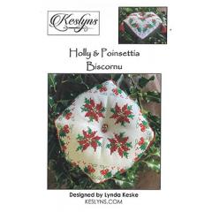 Keslyns - Holly & Poinsettia Biscornu (Stickvorlage)
