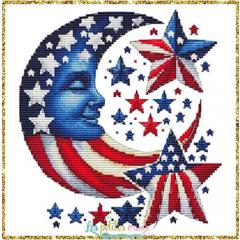Les Petites Croix De Lucie - Patriotic Moon (Stickvorlage)