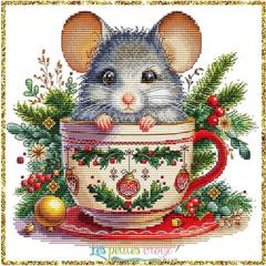 Christmas Animals Cups Mouse - Les Petites Croix De Lucie (Stickvorlage)