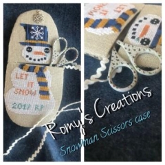 Stickvorlage Romys Creations - Snowman Scissors Case