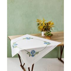 Permin Stickpackung - Tischdecke Blumen bedruckt 80x80 cm