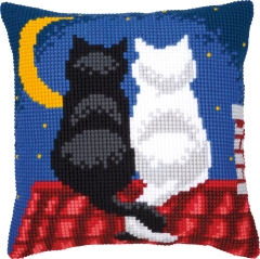Vervaco Verachtert - Kreuzstichkissen Katzen in der Nacht