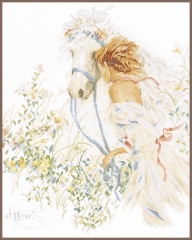 Lanarte Stickbild Pferd & Blumen 39x49 cm