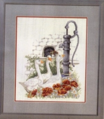 Stickpackung Oehlenschläger - Gänse & Wasserpumpe 43x49 cm