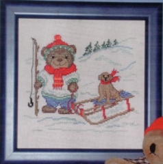 Oehlenschläger Stickpackung - Teddy mit Schlitten