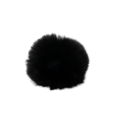 Chinchilla Fell Pompon (Kunstfell) mit Druckknopf - black