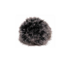Chinchilla Fell Pompon (Kunstfell) mit Druckknopf - black grey