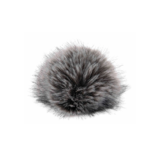 Chinchilla Fell Pompon (Kunstfell) mit Druckknopf - silver grey