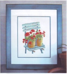 Stickpackung Oehlenschläger - Gartenstuhl mit Blumentöpfen 32x37 cm