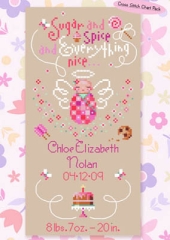 Stickvorlage Brookes Books - Sugar & Spice Personalized Birth Sampler (Ausverkauf)