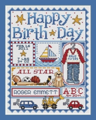 Stickvorlage Sue Hillis Designs - Happy Birth Day (Boys)