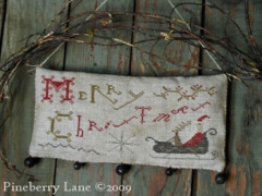 Stickvorlage Pineberry Lane - Merry Christmas Hanging Sampler
