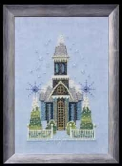 Stickvorlage Nora Corbett - Little Snowy Blue Church (Snow Globe Village Series)