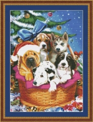 Stickvorlage Kustom Krafts - Christmas Puppies