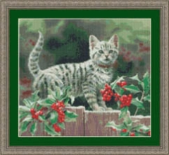 Stickvorlage Kustom Krafts - Pretty Kitty In Holly