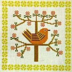 Fremme Stickpackung - Vogel im Baum 15x15 cm