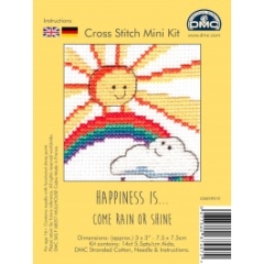 Stickpackung DMC - Happiness is... Sonne oder Regen? 7,5x7,5 cm