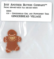 Just Another Button Company Button Gingerbread Girl & Peppermint