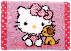 Knüpfteppich Vervaco - Hello Kitty mit Hund 55x38 cm