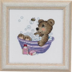 Permin Stickbild Teddybär in der Badewanne 19x19 cm