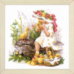 Riolis Stickpackung - Girl with Ducklings