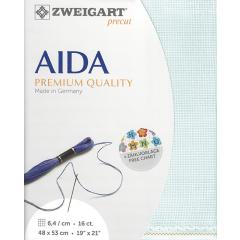 Zweigart Aida 16ct - Farbe 550 hellblau (Precut 48x53 cm)