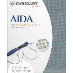 Zweigart Aida 16ct - Farbe 594 taubenblau (Precut 48x53 cm)